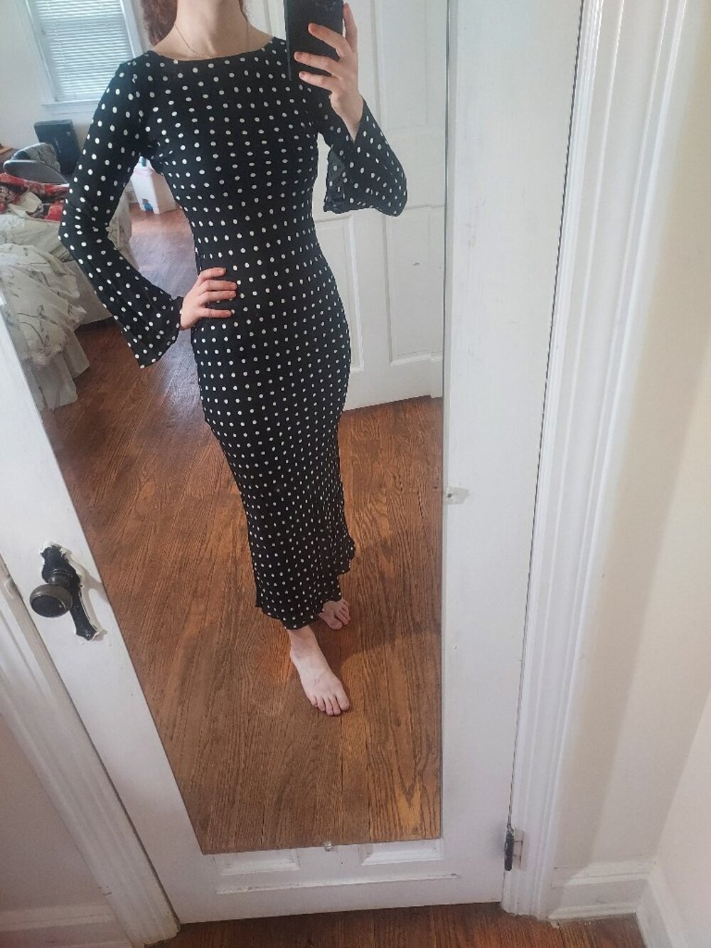 Realisation Par Black White Polka Dot Petit Point The Gia Maxi Silk Dress
